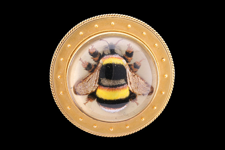 Victorian 15ct Yellow Gold Essex Crystal Bumble Bee Brooch