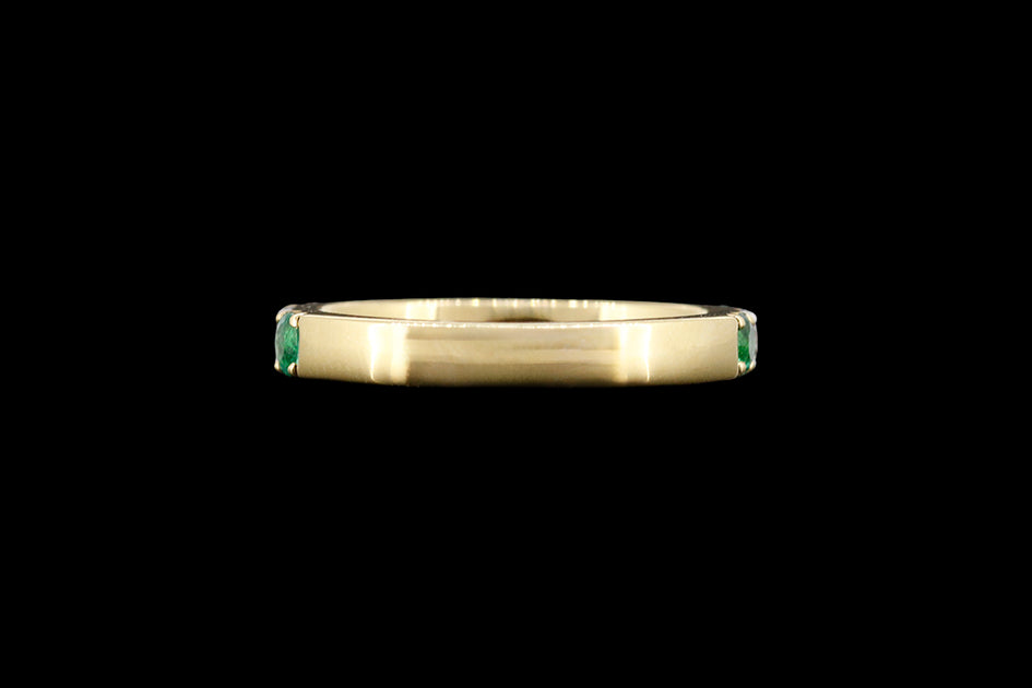 18ct Yellow Gold Diamond and Emerald Half Eternity Ring – Mortimers ...
