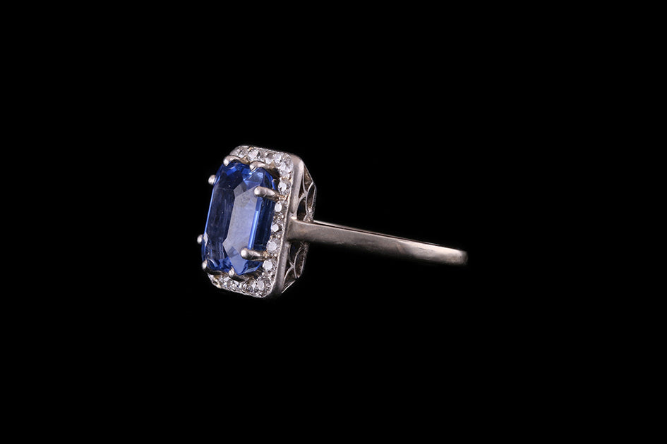 Square white store sapphire ring