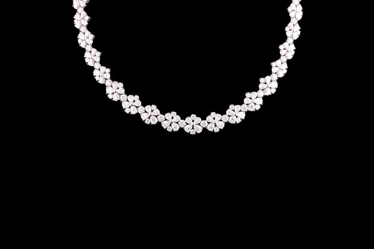 18ct White Gold Diamond Graduated Petal Collar