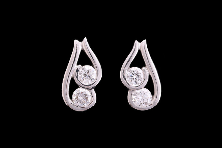 18ct White Gold Diamond Fancy Drop Earrings