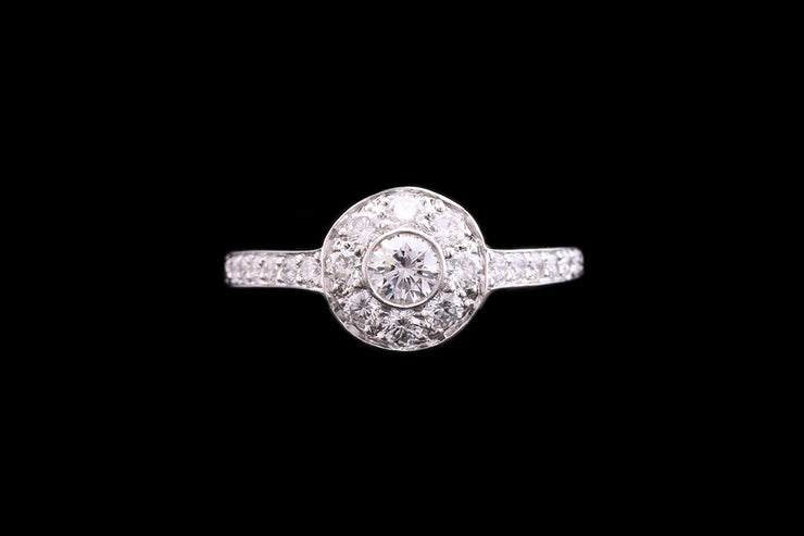Tiffany & Co Platinum Diamond Target Ring with Diamond Shoulders