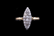 Victorian 18ct Yellow Gold and Silver Diamond Marquise Dress Ring