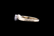 18ct Yellow Gold Diamond Two Stone Twist Ring with Diamond Shoulders