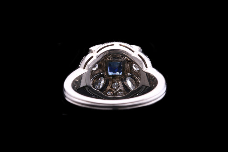 18ct White Gold Diamond and Sapphire Bombe Dress Ring