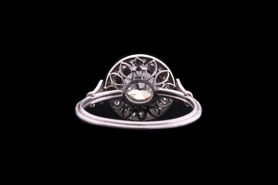 Platinum Diamond Target Ring with Diamond Shoulders Mortimers Jewellers