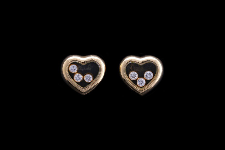 Chopard 18ct Yellow Gold 'Happy Diamonds' Heart Stud Earrings