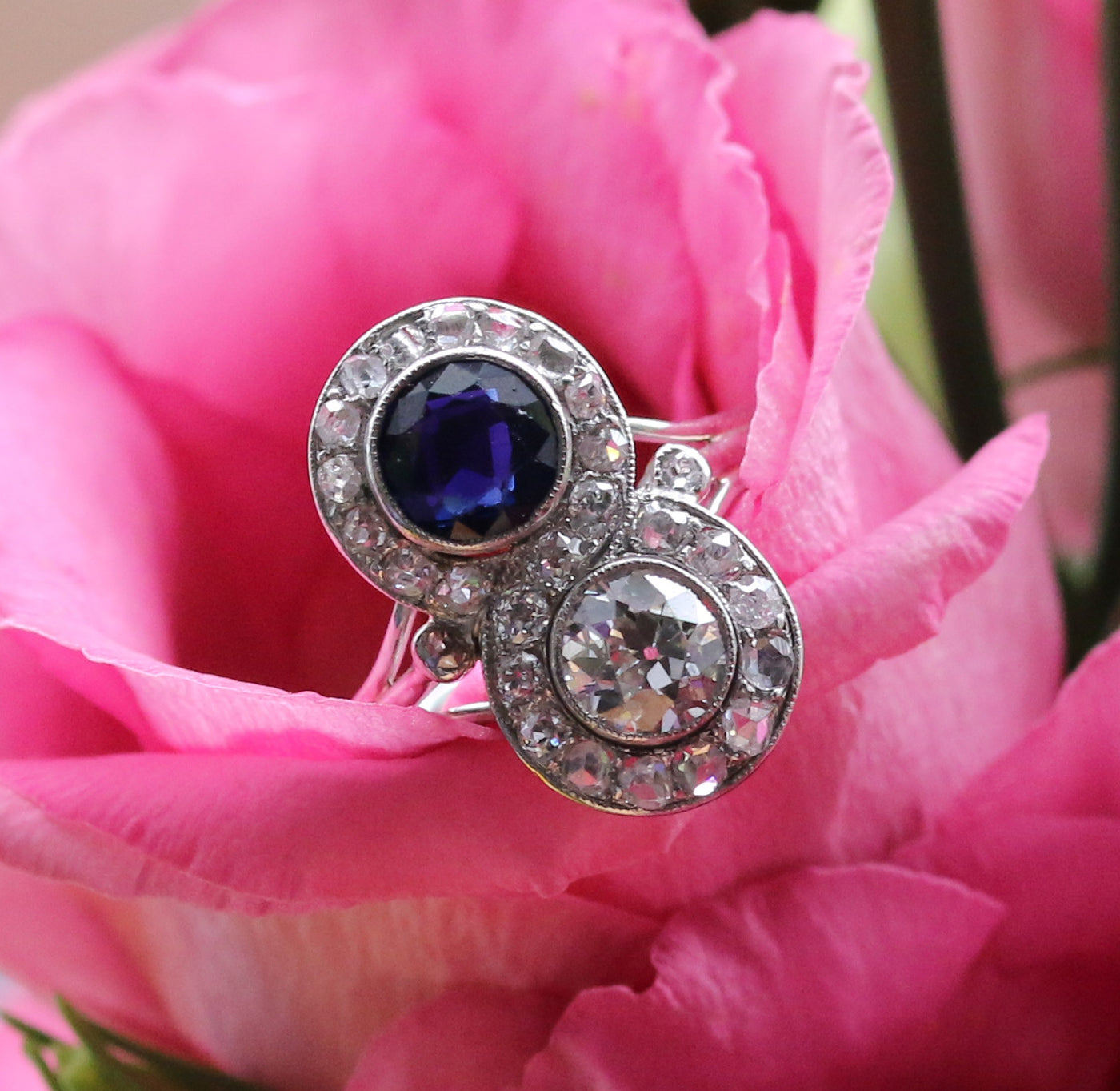 Latest Advert - Platinum Diamond and Sapphire Two Stone Dress Ring