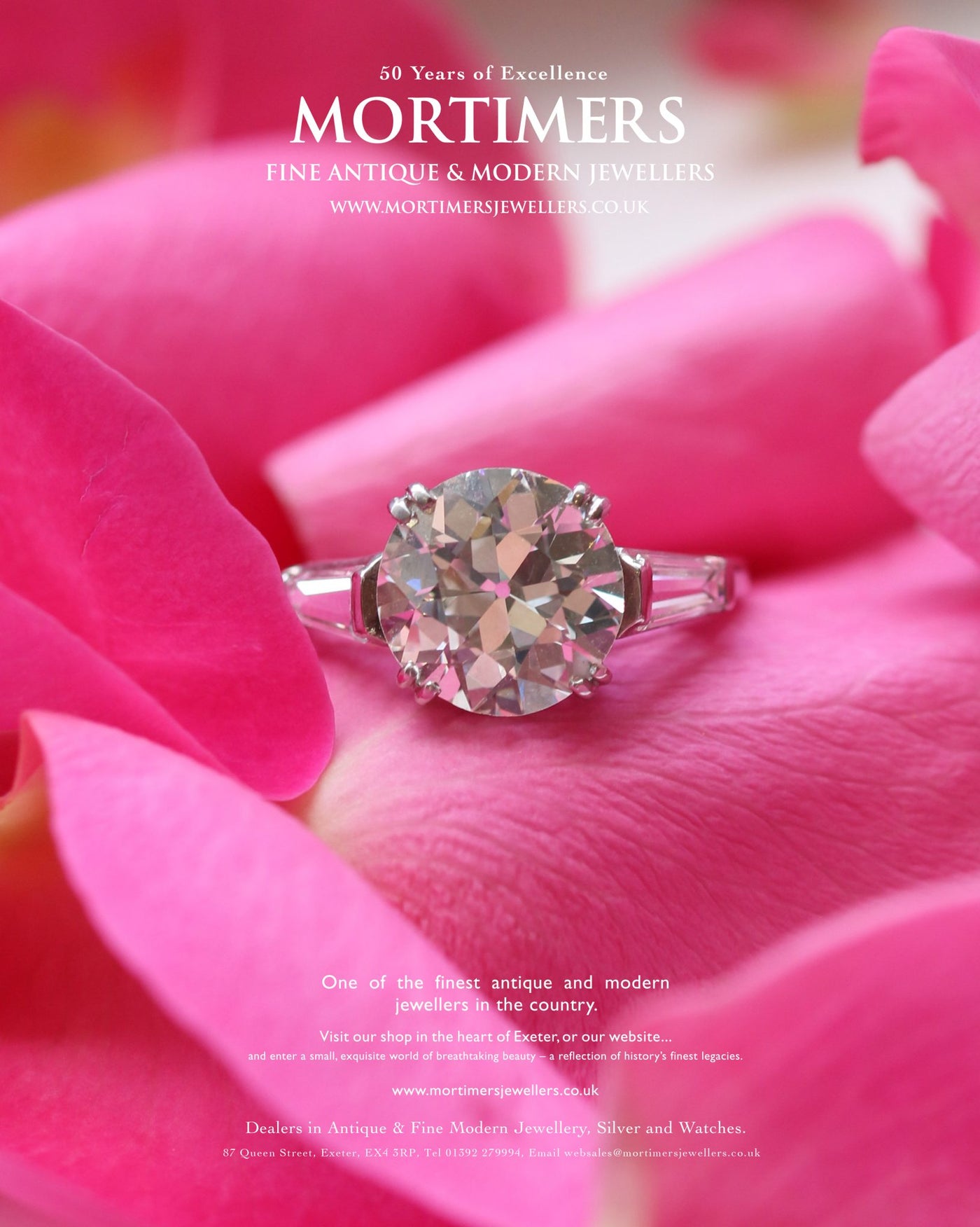 Latest Advert – Platinum Diamond Single Stone Ring with Baguette Cut Shoulders