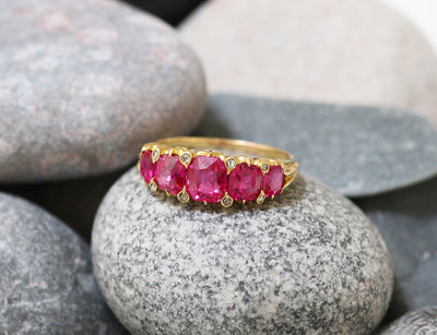 Latest Advert - 18ct Yellow Gold Pink Sapphire Five Stone Ring