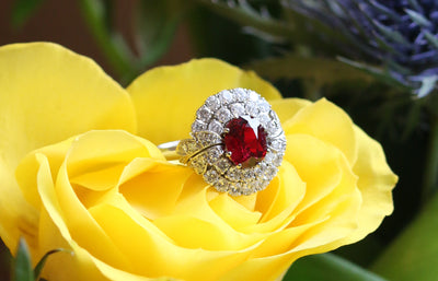 Latest Advert - Platinum Diamond and Ruby Dress Ring
