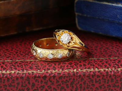 Latest Advert - 18ct Yellow Gold Engraved Diamond Full Eternity Ring & a 18ct Yellow Gold Diamond Single Stone Ring