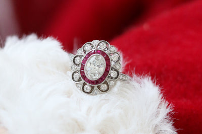 Latest Advert - 18ct White Gold Diamond and Ruby Oval Dress Ring