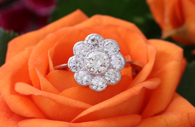 Latest Advert - 18ct White Gold Diamond Daisy Cluster Ring
