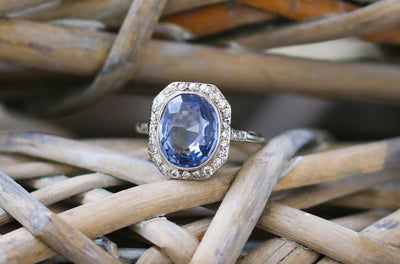 Latest Advert - Edwardian Platinum Diamond and Sri Lankan Sapphire Dress Ring