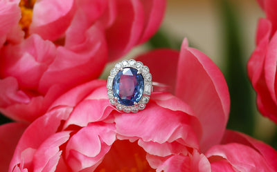 Latest Advert - Art Deco 18ct White Gold Diamond and Burmese Sapphire Cluster Ring