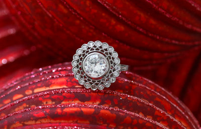 Latest Advert - Platinum Diamond Dress Ring with Diamond Fretwork Border