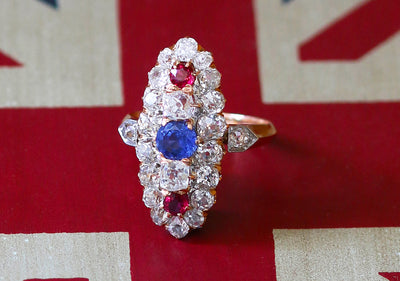 Latest Advert - Diamond, Ruby and Sapphire Dress Ring