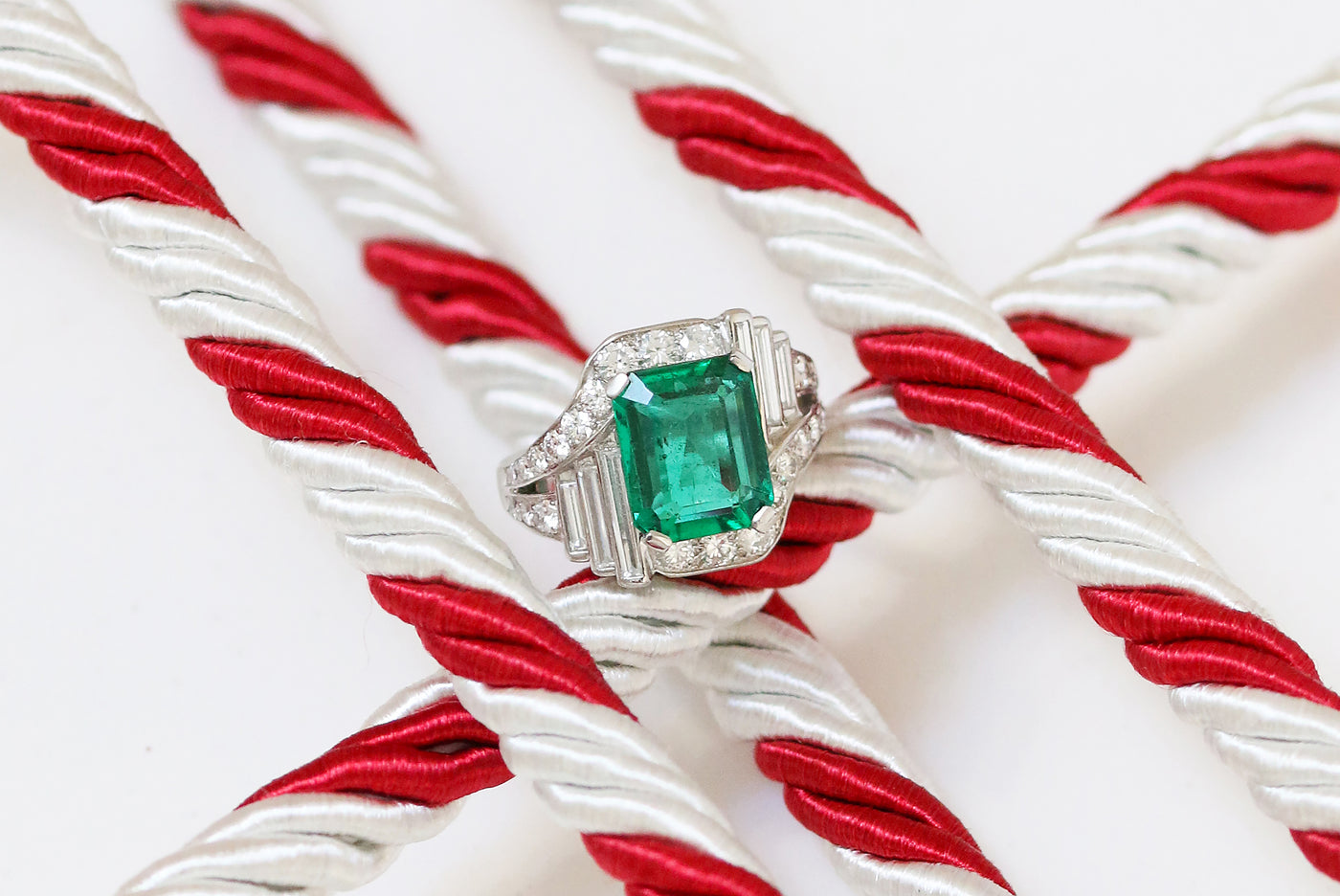 Latest Advert - Platinum and Iridium Diamond and Zambian Emerald Dress Ring
