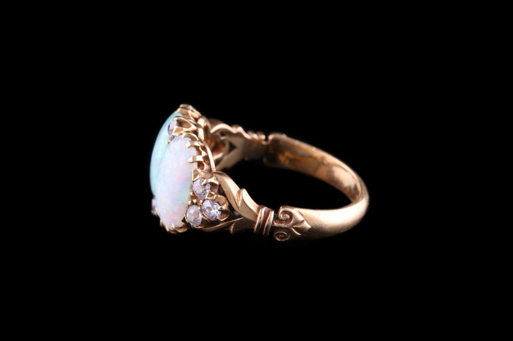 18ct Yellow Gold Opal and Diamond Ring