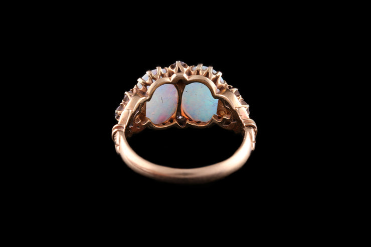18ct Yellow Gold Opal and Diamond Ring