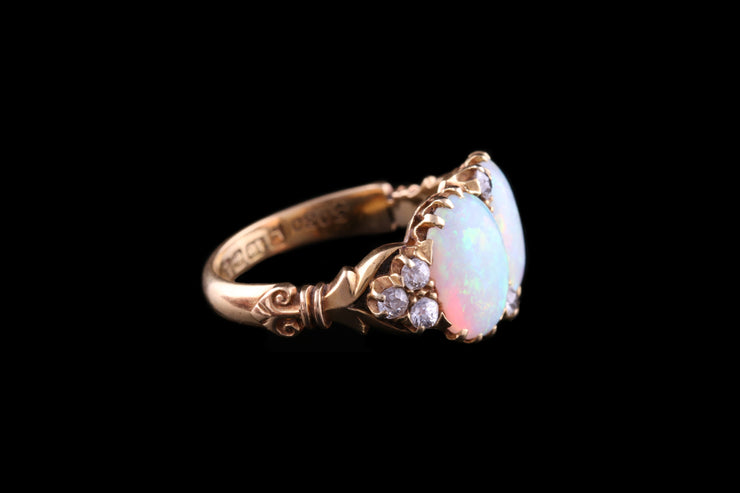 18ct Yellow Gold Opal and Diamond Ring