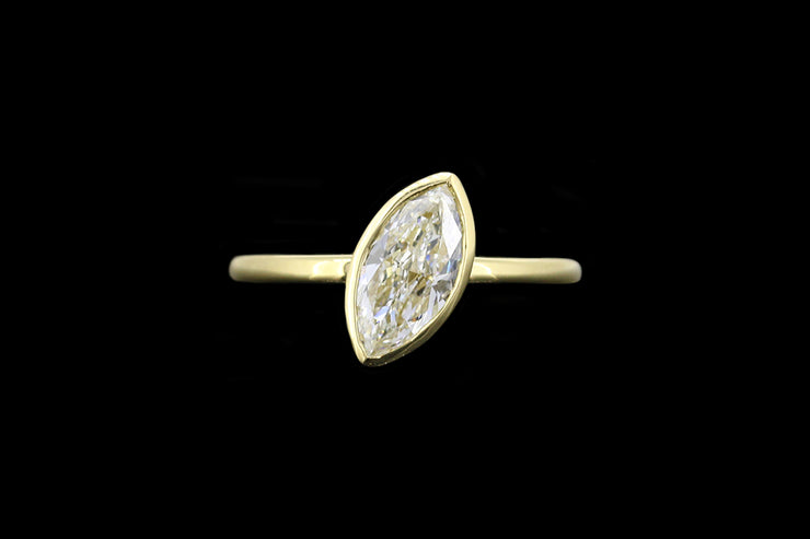 18ct Yellow Gold Diamond Marquise Single Stone Ring