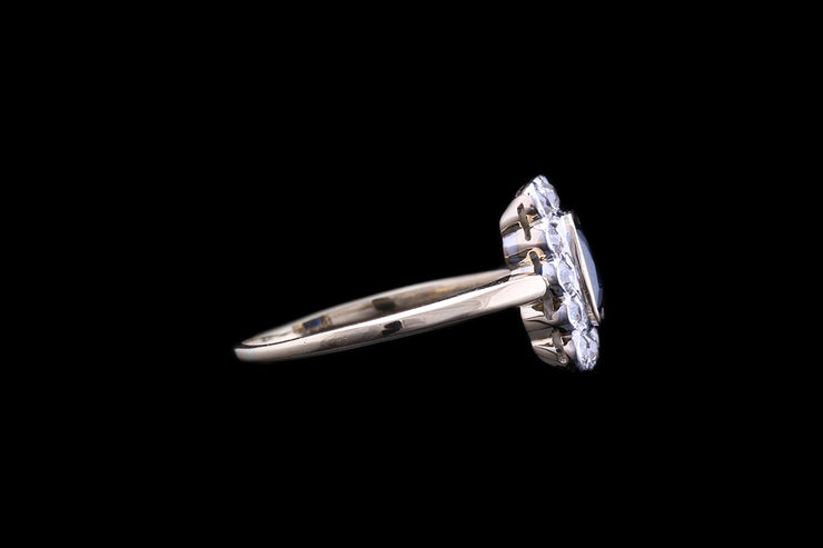 Edwardian 18ct Yellow Gold and Platinum Diamond and Sapphire Rectangular Dress Ring