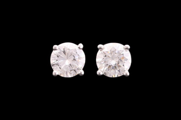 18ct White Gold Diamond Solitaire Stud Earrings