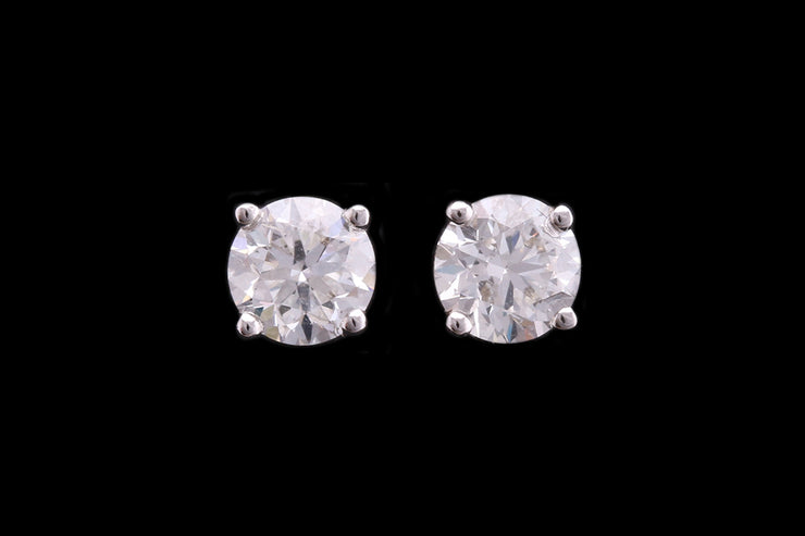 18ct White Gold Diamond Solitaire Stud Earrings