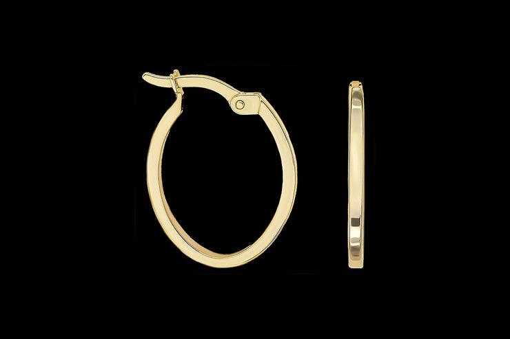 9ct Yellow Gold Oval Hoop Earrings
