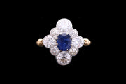 18ct Yellow Gold and White Gold Diamond and Sapphire Dress Ring