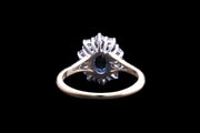 18ct Yellow Gold Diamond and Sapphire Oval Cluster Ring