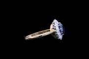 Art Deco 18ct Yellow Gold and Platinum Diamond and Sapphire Cluster Ring
