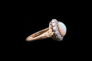 Victorian 18ct Yellow Gold and Silver Diamond and Opal Cluster Ring