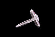 Art Deco Platinum Diamond and Ruby Dress Ring with Diamond Shoulders