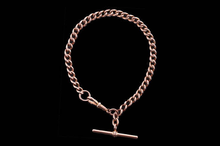 Victorian 9ct Rose Gold Curb Link Bracelet