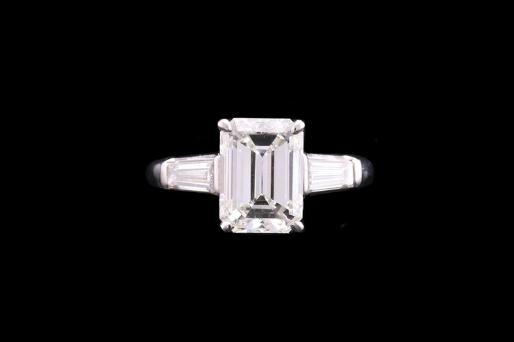 Tiffany & Co Platinum Diamond Single Stone Ring with Diamond Shoulders