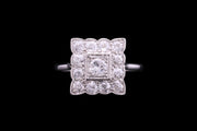 Edwardian Platinum Diamond Square Dress Ring