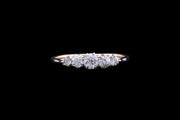 Edwardian 18ct Yellow Gold and Platinum Diamond Five Stone Ring