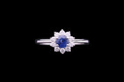 18ct White Gold Diamond and Sapphire Cluster Ring