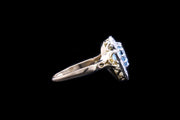 18ct Yellow Gold and White Gold Diamond and Aquamarine Heart Cluster Ring