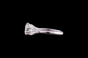 Edwardian Platinum Diamond Single Stone Ring with Decorative Diamond Shoulders