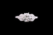 Edwardian Platinum Diamond Single Stone Ring with Decorative Diamond Shoulders