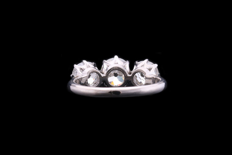 Art Deco Palladium Diamond Three Stone Ring