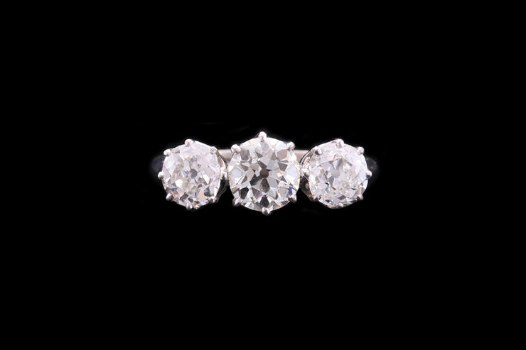 Art Deco Palladium Diamond Three Stone Ring