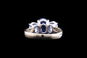 18ct Yellow Gold and Platinum Diamond and Sapphire Three Stone Ring