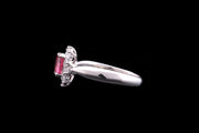 Platinum Diamond and Ruby Oval Cluster Ring