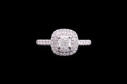 Platinum Diamond Double Target Ring with Diamond Shoulders