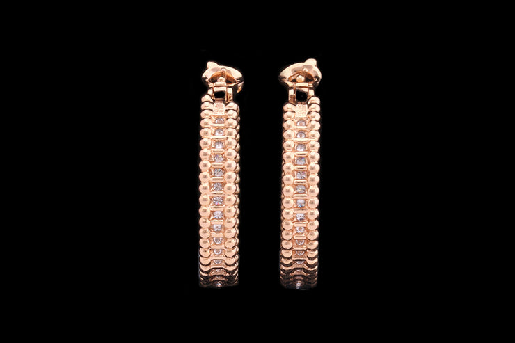 Van Cleef & Arpels 18ct Rose Gold Diamond Hoop Earrings